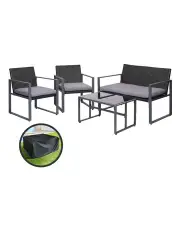 [Gardeon] Outdoor Sofa Set 4 PCS Rattan Furniture with Storage Cover Chairs in Black