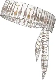 [HVTTIOR] Cute Cartoon Funny Giraffes Print Multifunctional Sweat Wicking Sports Head Tie Headband for Tennis Basketball Karate