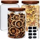 67 oz High Borosilicate Large Jars with Airtight Wooden Lids - Set of 3