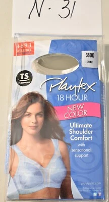Playtex Bra Size 38DD 18-Hour Original Comfort Strap Blue Style 4693