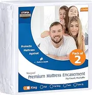 Utopia Bedding Premium Zippered Mattress Encasement (Fits 12 Inches Mattress, King) - Waterproof and Bed Bug Proof Mattress Protector - Six-Sided Mattress Cover (Pack of 2)