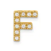 14K Yellow Gold Real Diamond Letter F Initial Charm