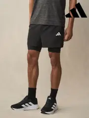 adidas Black Gym+ 2-in-1 Shorts (E67425) | $92