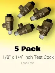 5 Pack 1/8" Male Thread X 1/4" Female Test Plug Cap Backflow LF Wilkins Febco