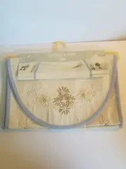 TARGET HOME Table Runner 14 x 72 Ivory Embroidered Flowers Blue Trim D