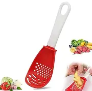 Multifunction Kitchen Cooking Spoon Tool - Upgraded Skimmer Garlic Press Potato Ricer Scoop,Colander Spoon Strainer，Multifunctional Cooking Spoon Can Be Used for Cooking, Draining, Grating Garlic