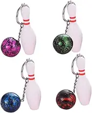 [VALICLUD] 4Pcs Mini Bowling Keychains Adorable Sports Themed Key Rings Creative Keychain Pendants for Bags Backpacks Lightweight Sturdy Design