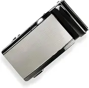 [Glamexx24] Belt Buckle Men's Belt Replacement Buckle Ratchet Automatic Belt Buckle Belt Accessories Suitable for Width 35 mm Belt, Silver with black trim, Einheitsgröße
