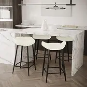 Dining Furniture Chair Boucle Bar Chairs Stools Black Legs Set of 2, Cream