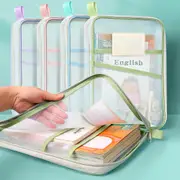 4 Pack A4 Stationery Storage Bag Double-layer Mesh Zipper Bag Organizer Folders