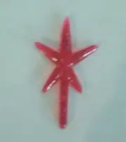 RED STAR GLITTER Ceramic Christmas Tree TOPPER VINTAGE 1-1/4" wide 2" t