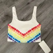 NWT Fabletics Lydia Built-In Bra Tank Tie-Dye Women Small Square Neck Crop