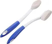 2Pcs Long Handle Foot Scrubber with Pumice Stone Ergonomic Brush for Dead Skin Removal Foot Care Tool for Home and Salon Use Easy to Clean and Safe Design