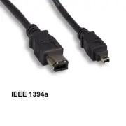 Kentek 10 ft IEEE-1394A Firewire 400 6-Pin Male to 4-Pin Male Cord Data DV Black