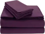 FLSOEDSS Luxury Solid Flannel Deep Pocket Sheet Set, Queen, Purple