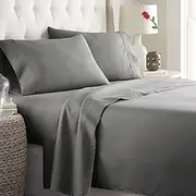 ForZzz 4 Piece Queen Bed Sheet Set-2000TC Bedding Sheets & Pillowcases -Breathable Bedding - Wrinkle, Fade, Stain Resistant-Deep Pocket Flat Fitted Bed Sheet Set (Gray, Queen)
