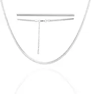 [Dreamtimes] Herringbone Flat Snake Magic Chain Necklace Vintage Shiny Chain for Men and Women Herringbone Necklace Delicate Simple Necklace Choker Necklaces