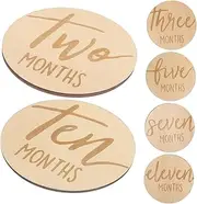 GLSTOY 6 Pcs Month Card Monthly Milestone Discs for Double Sided Monthly Milestone Sign Wooden Monthly Milestone Marker Monthly Milestone Marker for Monthly Milestone