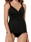 Miraclesuit BLACK Solid Plunge Tankini Swim Top, US 38D, UK 38D