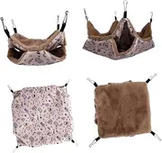 FONDOTIN Squirrel Chinchilla Hammock Pet Bed Double Layers Safe Natural Fabric Compact Storage