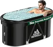 Instraella Ice Bath Tub, Installation-free Outdoor Cold Plunge Tub, Upgrade Large Oval Ice Bath with Air Ring for Athletes, Collapsible Portable Full-Body Cold Recovery at Home Gym