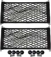 [2 Pack] Cargo Net for Cars RV Trunk Boats Home Stretchable Storage Mesh Pocket Net with 8 PCS Mounting Screws and Built-in Hooks （23.6" x 9.8" inch）