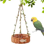 Furtryvl Bird Hammock,Breathable Parrot Hammock | Hand-Woven Imitation Rattan Breathable Vintage for Climbing Sleeping Chewing Foraging Nesting Training Lory Canary Outdoor
