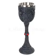 Dragon Wine Goblet Hand Painted Stone Finish ‘Jeweled’ Gothic Fantasy 9” Tall