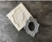 Silicone Vintage Mirror Frame Chocolate Fondant DIY Craft Clay Resin Mould A