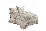 Patchwork Floral Cotton Quilted Bedspread Coverlet Set King Size Bedding