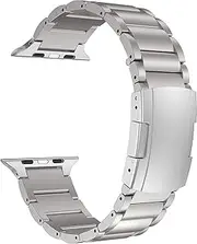 MaKTech Titanium Wristband,Metal Strap with Tortoise Buckle,Compatible with Apple Watch Series 10/9/Ultra 2/SE/8/7[2024] (42mm/41/40mm,Silver)