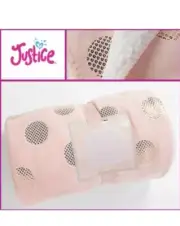 Justice Blanket Gold Shimmer Polka Dot Sherpa Cozy, Fleece, Pink Warm NEW