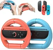 Kinwin Steering Wheel for Nintendo Switch 2 & Switch 1 & Switch OLED Joycon, NS2 Anti-Slip Grip Holder Accessories (Blue and Orange)