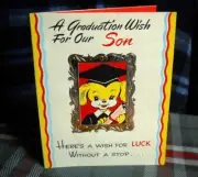 GRADUATION WISH to our SON circa 1950 UNUSED vintage BARKER
