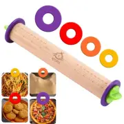 Rolling Pin with Thickness Rings - Adjustable Wooden Rolling Pin - Baking Ess...