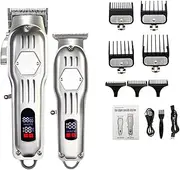 Professional Cordless Hair Clipper and Trimmer for Men, 6000RPM Brushless Motor & 440C Steel Blades, Barber-Grade Rechargeable Clippers & Trimmer Set, Gifts for Men Husband Father