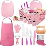 Kids Cutting Board and Knife Set,Montessori Toys, Kids Knife Set for Real Cooking with Storage Case, 13PCS Toddler Knife Set, Toddler Kitchen Tools