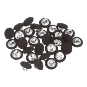30pcs Fabric Cloth Covered Button 11.5mm Metal Round Sewing Buttons, Brown