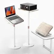 [NAMON] 2-in-1 Laptop Floor Stand & Desktop, Adjustable Height from 16.5" to 51", Wood Small Laptop Table, Perfect for Home, Office, Meeting Room(White)