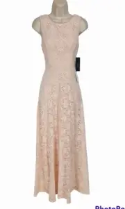 Lulus Luciana Blush Floral Lace Scoop Back Maxi Dress Size Small Sleeveless BP