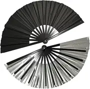 BAISDY Large Fan for Line Dancing Folding Decorative Popping Clacking Fans for Boots On The Ground Dance (Black)