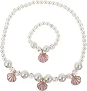 OATIPHO Charms Bracelet and Necklace Kit for Girls Shell Pearl Set Boys and Girls Jewellery