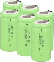 Odstore 1.2V 2200mAh Ni-Cd Tap Sub C SC Rechargeable Battery Batteries (6PCS, Green)