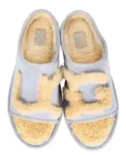 UGG Women's Signature Suede Slide Slipper Blue Natural 5 NEW IN BOX