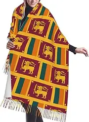 [DRTGEDS] Sri Lanka Flag Scarfs For Women Fall Winter Scarves Pashmina Shawls And Wraps For All Season Christmas Gift