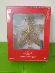 Ashland Star Gold Glitter Tree Topper NIB W/Remote 9"