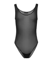 mesh scalloped bodysuit FR34 black