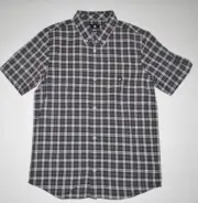 DC Shoes Boys Youth Brimstone Plaid Woven Casual Button Up Cotton Shirt M