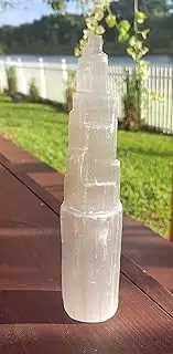 Pachamama Essentials Large Selenite Tower 8" Tall Skyscraper Healing Crystal Stone Reiki Meditation Energy Protection