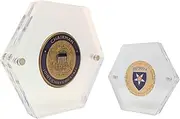 Premium Military Challenge Coin Display Capsule, Hexagonal Acrylic Case with Magnetic Closure, Clear